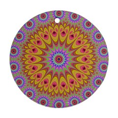 Geometric Flower Oriental Ornament Round Ornament (two Sides) by Celenk