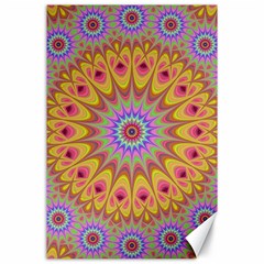 Geometric Flower Oriental Ornament Canvas 24  X 36  by Celenk