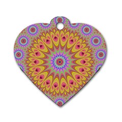 Geometric Flower Oriental Ornament Dog Tag Heart (two Sides) by Celenk