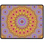 Geometric Flower Oriental Ornament Double Sided Fleece Blanket (Medium)  58.8 x47.4  Blanket Front