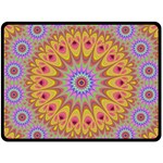 Geometric Flower Oriental Ornament Double Sided Fleece Blanket (Large)  80 x60  Blanket Front