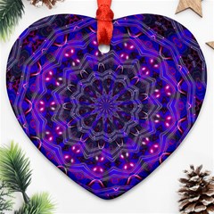 Purple Kaleidoscope Mandala Pattern Ornament (heart) by Celenk