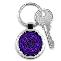 Purple Kaleidoscope Mandala Pattern Key Chains (round)  by Celenk