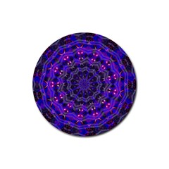 Purple Kaleidoscope Mandala Pattern Rubber Coaster (round)  by Celenk