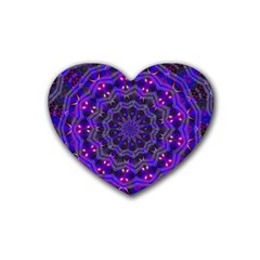 Purple Kaleidoscope Mandala Pattern Heart Coaster (4 Pack)  by Celenk