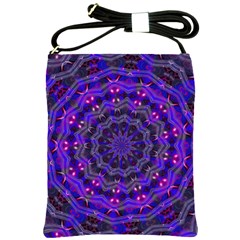 Purple Kaleidoscope Mandala Pattern Shoulder Sling Bags by Celenk