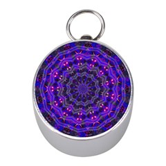 Purple Kaleidoscope Mandala Pattern Mini Silver Compasses by Celenk