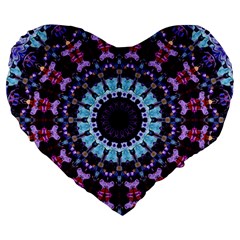 Kaleidoscope Shape Abstract Design Large 19  Premium Flano Heart Shape Cushions by Celenk