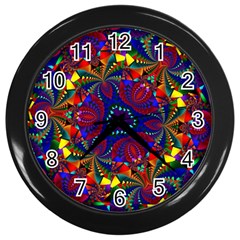 Kaleidoscope Pattern Ornament Wall Clocks (black) by Celenk