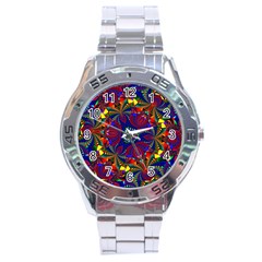 Kaleidoscope Pattern Ornament Stainless Steel Analogue Watch by Celenk