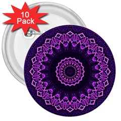 Mandala Purple Mandalas Balance 3  Buttons (10 Pack)  by Celenk