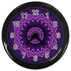 Mandala Purple Mandalas Balance Wall Clocks (black) by Celenk