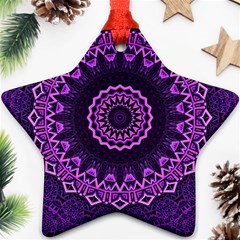 Mandala Purple Mandalas Balance Star Ornament (two Sides) by Celenk