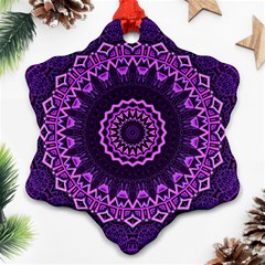 Mandala Purple Mandalas Balance Snowflake Ornament (two Sides) by Celenk