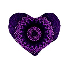 Mandala Purple Mandalas Balance Standard 16  Premium Flano Heart Shape Cushions by Celenk