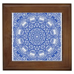 Blue Mandala Kaleidoscope Framed Tiles