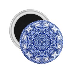 Blue Mandala Kaleidoscope 2 25  Magnets by Celenk