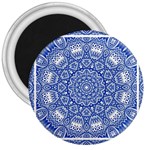 Blue Mandala Kaleidoscope 3  Magnets Front