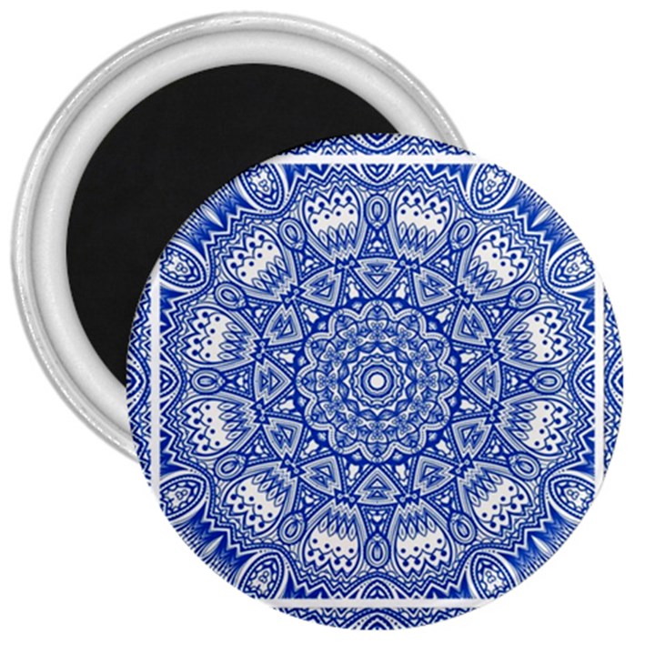 Blue Mandala Kaleidoscope 3  Magnets