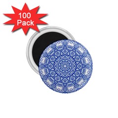 Blue Mandala Kaleidoscope 1 75  Magnets (100 Pack)  by Celenk