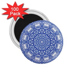 Blue Mandala Kaleidoscope 2 25  Magnets (100 Pack)  by Celenk