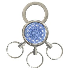 Blue Mandala Kaleidoscope 3-ring Key Chains by Celenk