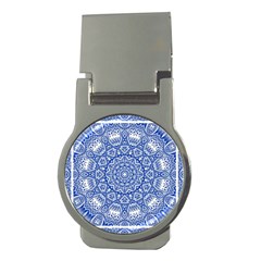 Blue Mandala Kaleidoscope Money Clips (round) 