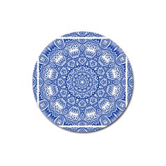 Blue Mandala Kaleidoscope Magnet 3  (round) by Celenk