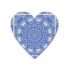 Blue Mandala Kaleidoscope Heart Magnet by Celenk