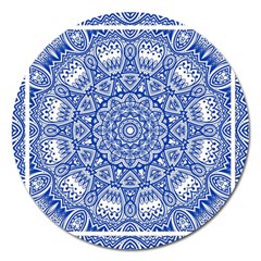 Blue Mandala Kaleidoscope Magnet 5  (round) by Celenk