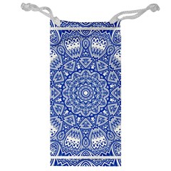 Blue Mandala Kaleidoscope Jewelry Bag by Celenk