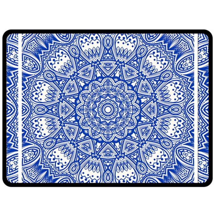 Blue Mandala Kaleidoscope Fleece Blanket (Large) 