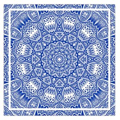 Blue Mandala Kaleidoscope Large Satin Scarf (square) by Celenk