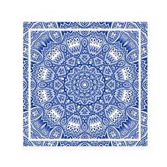 Blue Mandala Kaleidoscope Small Satin Scarf (square) by Celenk