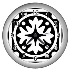 Mandala Pattern Mystical Wall Clocks (silver)  by Celenk