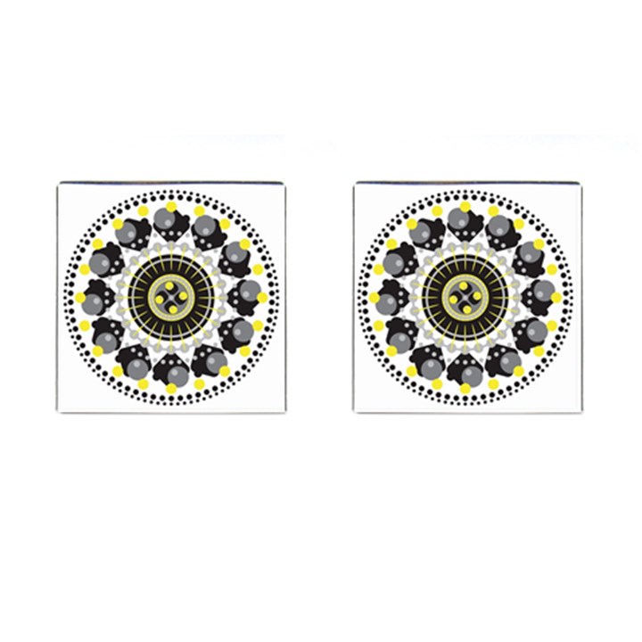 Mandala Geometric Design Pattern Cufflinks (Square)