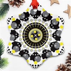 Mandala Geometric Design Pattern Snowflake Ornament (two Sides) by Celenk