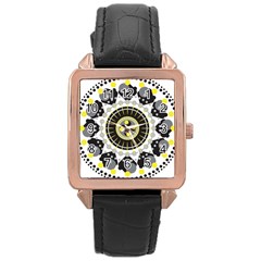 Mandala Geometric Design Pattern Rose Gold Leather Watch  by Celenk