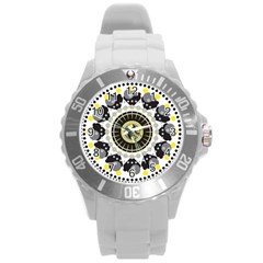 Mandala Geometric Design Pattern Round Plastic Sport Watch (l) by Celenk