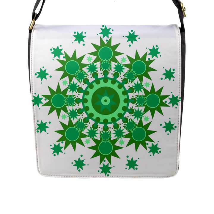 Mandala Geometric Pattern Shapes Flap Messenger Bag (L) 