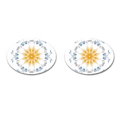 Mandala Mermaid Lake Rose Swimmers Cufflinks (oval) by Celenk