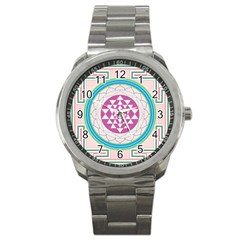 Mandala Design Arts Indian Sport Metal Watch by Celenk