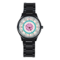 Mandala Design Arts Indian Stainless Steel Round Watch by Celenk