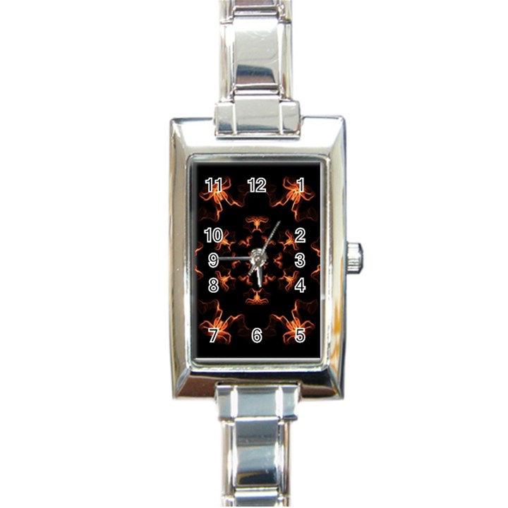 Mandala Fire Mandala Flames Design Rectangle Italian Charm Watch