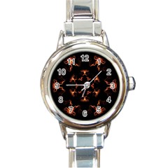 Mandala Fire Mandala Flames Design Round Italian Charm Watch by Celenk