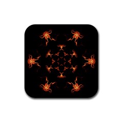 Mandala Fire Mandala Flames Design Rubber Coaster (square)  by Celenk