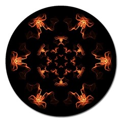 Mandala Fire Mandala Flames Design Magnet 5  (round) by Celenk