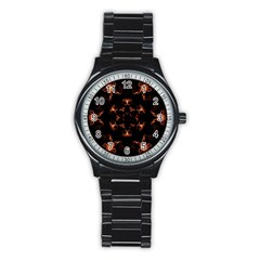 Mandala Fire Mandala Flames Design Stainless Steel Round Watch by Celenk