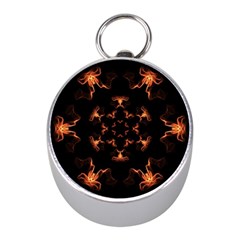 Mandala Fire Mandala Flames Design Mini Silver Compasses by Celenk