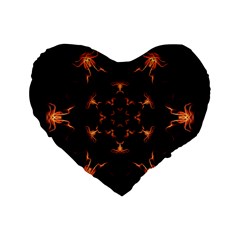 Mandala Fire Mandala Flames Design Standard 16  Premium Flano Heart Shape Cushions by Celenk